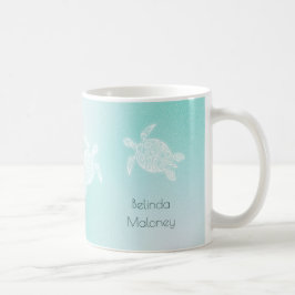 Zee Schildpadden Wit Turquoise Aanpassen Koffiemok