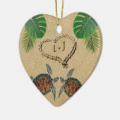 Zee, schildpadden, zand, hart en palmen keramisch ornament (Links)