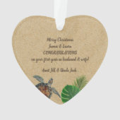 Zee, schildpadden, zand, hart en palmen, op maat g ornament (achterkant)