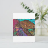 Zee schildpadkunst...geweldige gekleurde glazen st briefkaart (Staand voorkant)