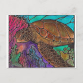 Zee schildpadkunst...geweldige gekleurde glazen st briefkaart (Voorkant)