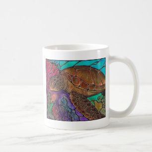 Zee schildpadkunst...geweldige gekleurde glazen st koffiemok