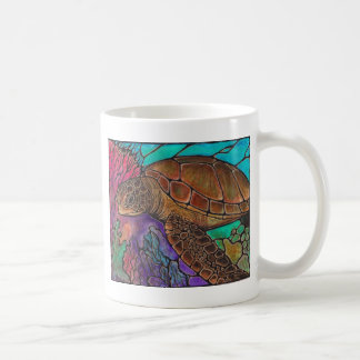Zee schildpadkunst...geweldige gekleurde glazen st koffiemok