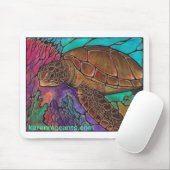 Zee schildpadkunst...geweldige gekleurde glazen st muismat (Met muis)