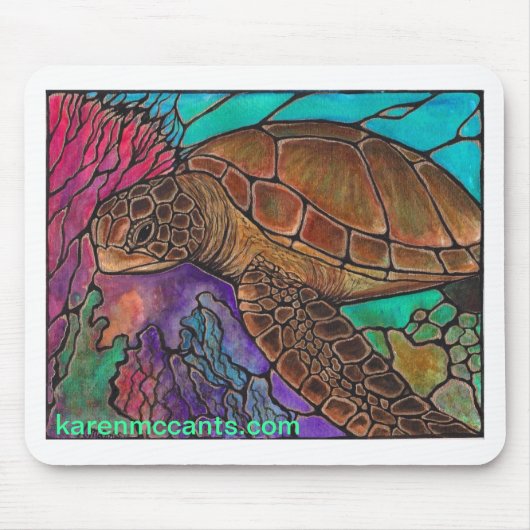 Zee schildpadkunst...geweldige gekleurde glazen st muismat (Voorkant)