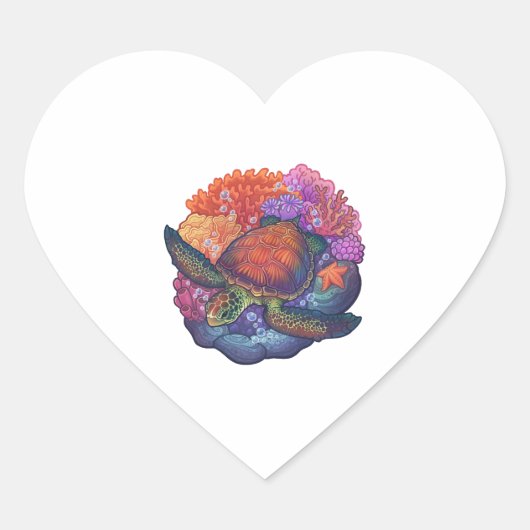 Zee schildpadreef hart sticker (Voorkant)