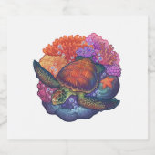 Zee schildpadreef sparkling wijnetiket (Enkel label)