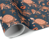 Zee schildpadschildpadden met betonnen tang cadeaupapier (Rol Hoek)