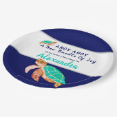 Zee Schildschildpad Blue Nautical Boy Baby Papieren Bordje (Gekanteld)