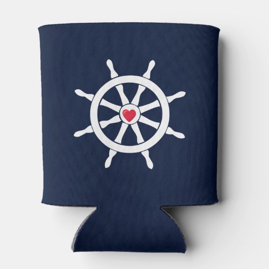 Zee schip helpt marineblauw wit rood zand blikjeskoeler (Achterkant)