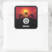 Zee Schroefschildpad Monogram Naam Markering Foto Vierkante Sticker (Tas)