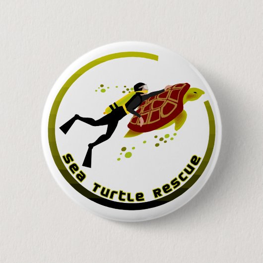 Zee Schroefschildpad Ronde Button 5,7 Cm (Voorkant)