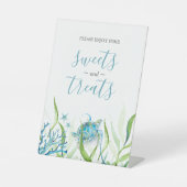 Zee Schroomblauw en Groene Dessert Tabletopteken Reclamebord Met Voetstuk (Voorkant)