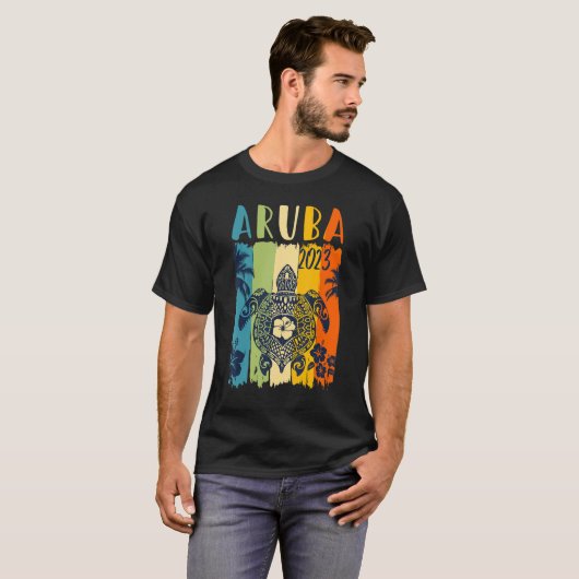 Zee Schrootschildpad Aruba Caribe Familie Vacature T-shirt (Voorkant volledig)