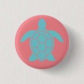 Zee Schrootschildpad in Ocean Seafoam Green Blue Ronde Button 3,2 Cm (Voorkant)