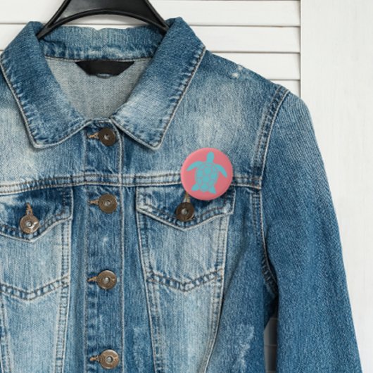 Zee Schrootschildpad in Ocean Seafoam Green Blue Ronde Button 3,2 Cm