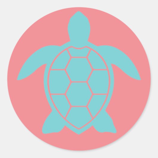 Zee Schrootschildpad in Ocean Seafoam Green Blue Ronde Sticker (Voorkant)