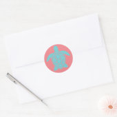 Zee Schrootschildpad in Ocean Seafoam Green Blue Ronde Sticker (Envelop)