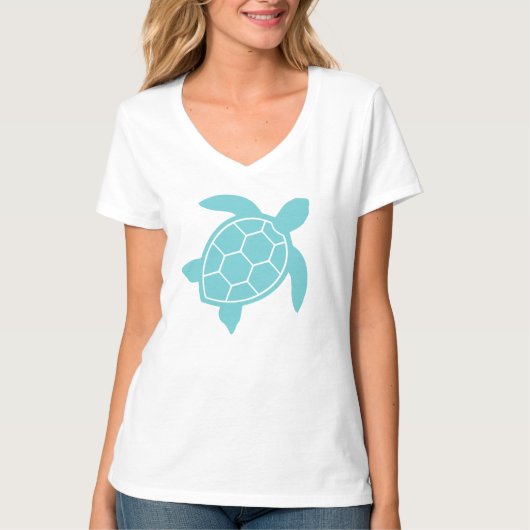 Zee Schrootschildpad in Ocean Seafoam Green Blue T-shirt (Voorkant)