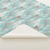 Zee Schrootschildpad Nautical Ocean Blue Waterverf Sherpa Deken (3/4)