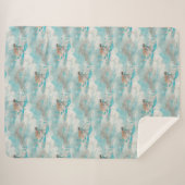 Zee Schrootschildpad Nautical Ocean Blue Waterverf Sherpa Deken (Voorkant (horizontaal))