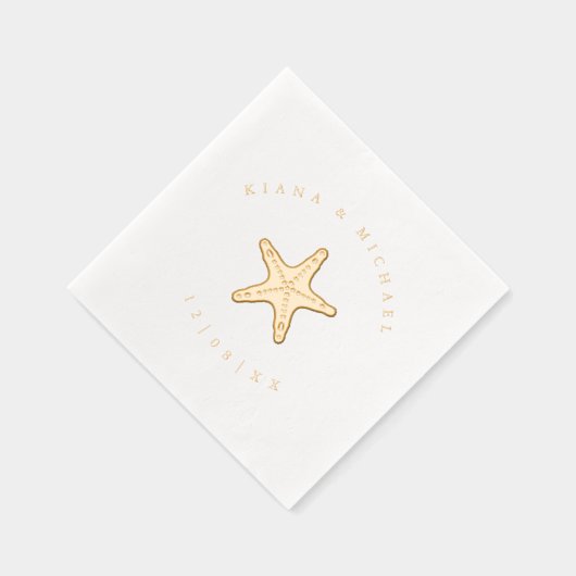 Zee Schuim Beach Wedding Starfish ID837 Folie Servetten (Rechts)