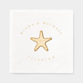 Zee Schuim Beach Wedding Starfish ID837 Folie Servetten (Voorkant)