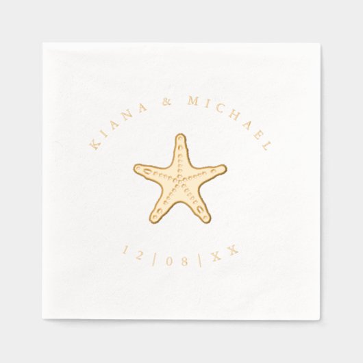 Zee Schuim Beach Wedding Starfish ID837 Folie Servetten (Voorkant)