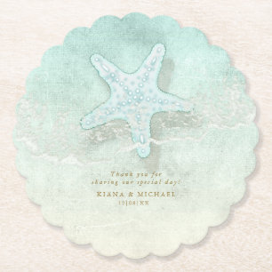 Zee Schuim Beach Wedding Starfish ID837 Kartonnen Onderzetters
