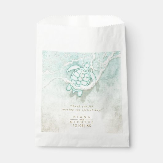 Zee Schuim Beach Wedding Turtle Dank je ID837 Bedankzakje (Voorkant)