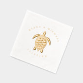 Zee Schuim Beach Wedding Turtle ID837 Folie Servetten (Links)