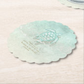 Zee Schuim Beach Wedding Turtle ID837 Kartonnen Onderzetters (Gekanteld)