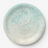 Zee Schuim Beach Wedding Turtle ID837 Papieren Bordje (Voorkant)