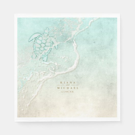 Zee Schuim Beach Wedding Turtle ID837 Servet (Voorkant)