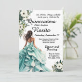 Zee Schuim Blauw Quinceanera Uitnodiging (Staand voorkant)