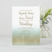 Zee schuim goud wit elegant strand modern bruiloft kaart (Staand voorkant)