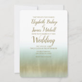 Zee schuim goud wit elegant strand modern bruiloft kaart (Voorkant)