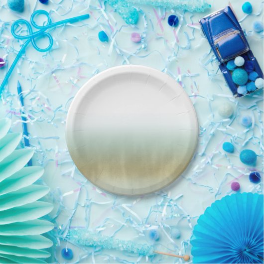 Zee Schuim Goud Witte Elegante Strand Moderne Trou Papieren Bordje (Feest)