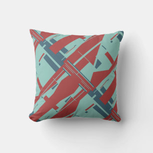 Zee schuim groen donkerrood diagonaal abstract ont kussen
