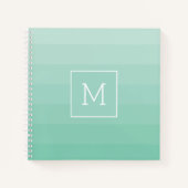 Zee Schuim Groene Horizontale Stripes Monogram Ini Notitieboek (Voorkant)