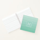 Zee Schuim Groene Horizontale Stripes Monogram Ini Notitieboek (Binnen)
