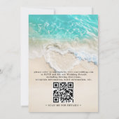 Zee Schuim Hart Strand Elegante QR Code Trouwen Kaart (Achterkant)