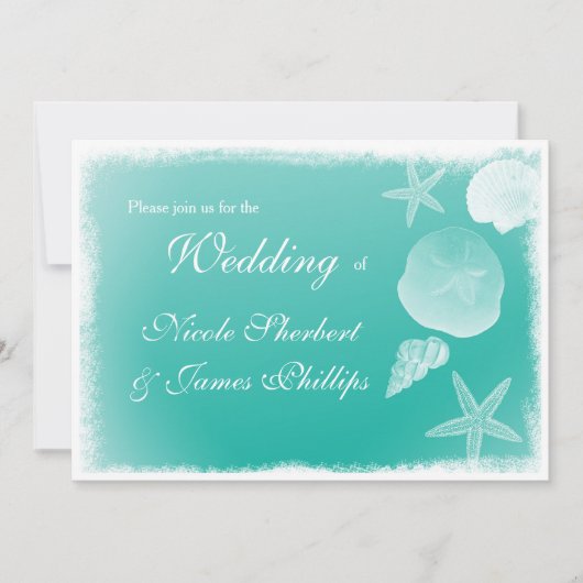 Zee Schuim Strand Zeeschelpen Bruiloft Uitnodiging (Voorkant)