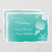 Zee Schuim Strand Zeeschelpen Bruiloft Uitnodiging (Voorkant / Achterkant)
