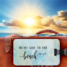 Zee schuim waterverf strand patroon bagage label