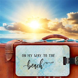 Zee schuim waterverf strand patroon bagage label