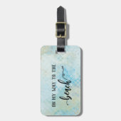 Zee schuim waterverf strand patroon bagage label (Voorkant verticaal)