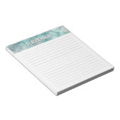 Zee schuim Zilver Marmer Decoratie Aangepaste Naam Notitieblok (Schuin)