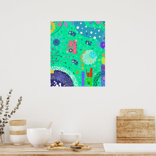 Zee Schuim Zomer: Abstracte Kunst Poster (Keuken)