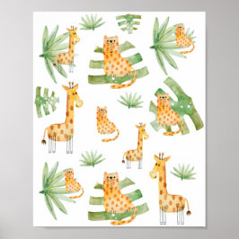 Zee schuimjongen | Oerwoud Safari Animals Nursery Poster